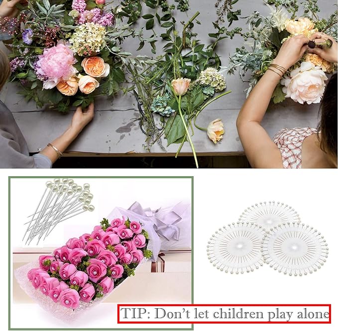 Floral Arrangement Tool Kit, Woohome 2 Style Tape Stem Wrap, 2 Style Floral Wire, Wire Cutter, Scissors and Head Pins for Wedding Bouquet DIY