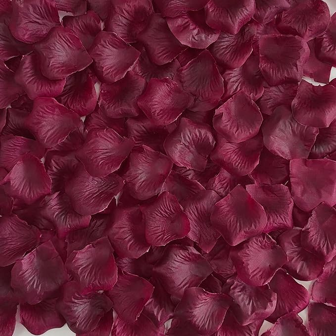 Separated 1500 PCS Artificial Burgundy Rose Petals for Romantic Night,Faux Wine Red Flower Petals for Flower Girl Weddings Valentine Day Party Romantic Decoration(Ready-to-use)