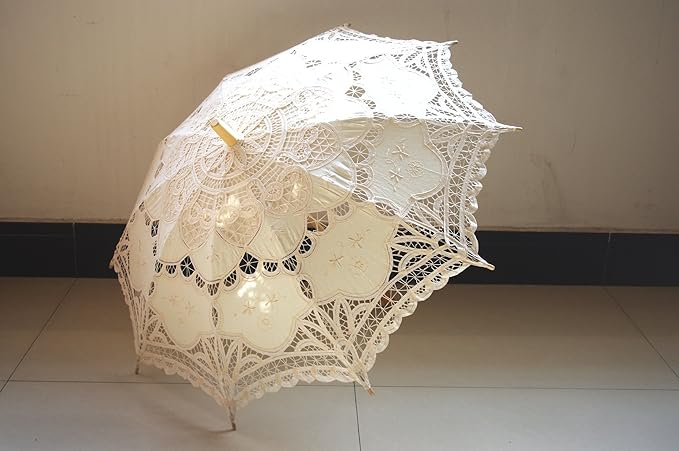 Handmade Ivory Lace Parasol Umbrella Wedding Bridal 30 Inch Adult Size