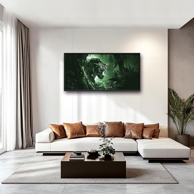 Forest Leopard Large Decor Framed Wall Art Animal Pictures for Living Room, Oversized Canvas Print Painting Modern Extra Large Framed Artwork for Bedroom Office Home Decor 60"x30"