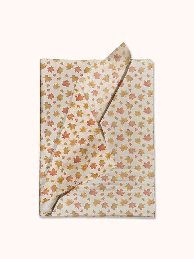 Pro Supply Global Autumn Leaves Printed Tissue Paper for Gift Bags or Boxes and Wrapping - Bulk Fall Decorative Art Tissue Paper for Packaging and Gifting | 24 Sheets 20" x 30"