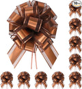10-Pack Espresso Brown Pull Bows for Gift Wrapping - 6 Inch Reusable Ribbon Bows, Large Instant Floral Decor Bows for Wedding, Christmas, Birthday Decor, Gift Basket & Party Decorations