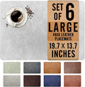 UnivoColors Washed Cowhide Pattern Faux Leather Big Size Placemats Set of 6, Waterproof Easy to Clean Anti-Slip PU Table Mats for Party Decoration19.7″×13.6″,Light Grey Retro Cowhide Pattern