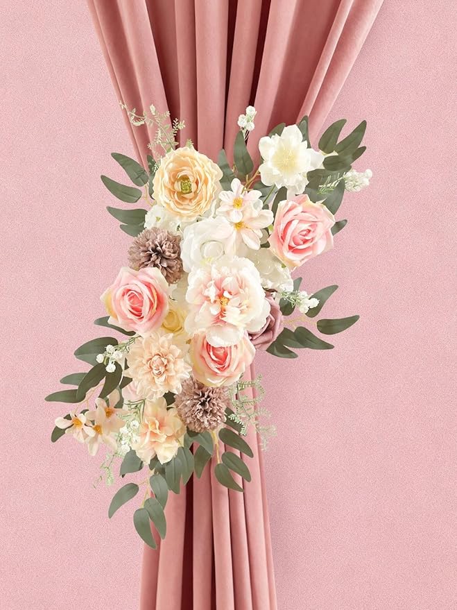 Artificial Flowers Combo Pink Mauve Fake Roses Silk Flowers with Stems for DIY Wedding Bridal Bouquets Floral Arrangement Table Centerpieces Cake Birthday Baby Shower Anniversary Home Decor
