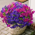 UV Resistant Fake Flowers for Outdoor Planters Hanging Basket Window Box - 12 Bundles Realistic Silk Artificial Flowers Outside with Eucalyptus, Faux Plants for Porch Garden Patio Home Décorations