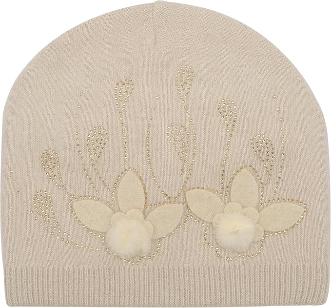 ZLYC Women Floral Slouchy Beanie Hat Double Layer Winter Knit Skull Cap