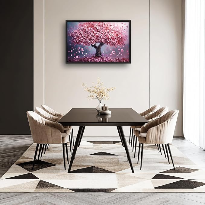 Tree Large Wall Art Romantic Pink Cherry Blossom Flowers Pictures Wall Decor Big Floral Tree of LifeCanvas Painting Prints Framed Artwork Home Decorations for Living Room Dining Room Bedroom Office 36x24"