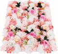 12 Pcs White Flower Wall Flowers Backdrop Artificial Flower for Backdrop Flowers Decoration 3D Floral Panels for Wall Decor Home Party Wedding Room Decoration (60x40cm/White+ Pink+Green)