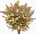 CATTREE Artificial Gold Plants, Plastic Leaves Golden 4 Pack, Fake Grass Faux Shrubs Bushes for Home Indoor Outdoor Garden Leaf Wedding Christmas Festival Decoration Hall Table Planter Filler