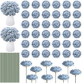 Thiccywoov 200 Pcs Flowers Long Stem Artificial Rose Bulk, 3.2 Inches Silk Rose Head Flowers Faux for Wedding Bridal Bouquet Independence Day Home Floral DIY Centerpieces Party Decoration(Dusty Blue)