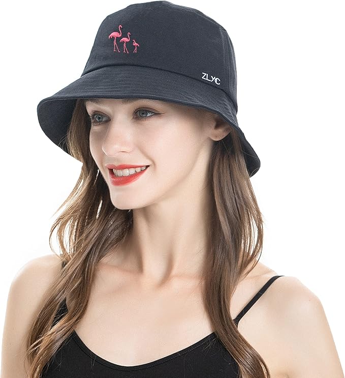 ZLYC Unisex Fashion Embroidered Bucket Hat Summer Fisherman Cap for Men Women