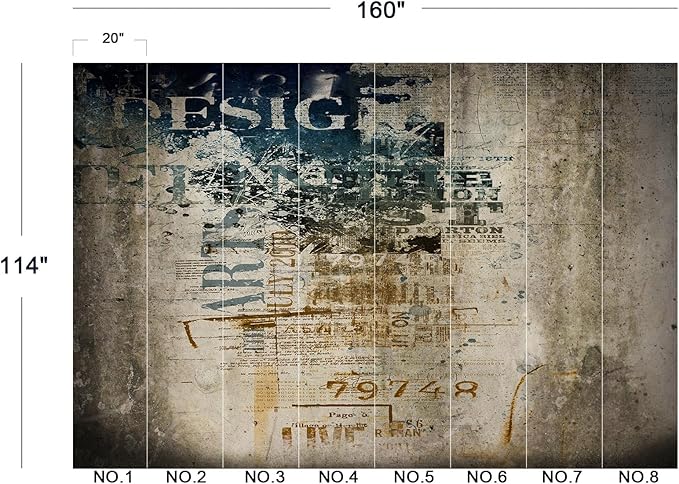 Eierme-Grunge Background with Text Mural Wallpaper Peel and Stick 160" x 114"