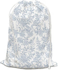 DSHFG Light Blue Toile Chinoiserie Floral Birthday Drawstring Gift Wrap Bags, Chinoiserie Baby Shower Drawstring Gift Bags Canvas, Small Happy Birthday Bag, Gifts for Women, 10x13 Inch