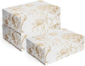 Luxury Keepsake Gift Box 3-Pack | Gold Floral Decorative Boxes with Magnetic Lids for Presents, Wedding Memory Box, and Bridal Gifts. 13.5" x 9" x 4.3"