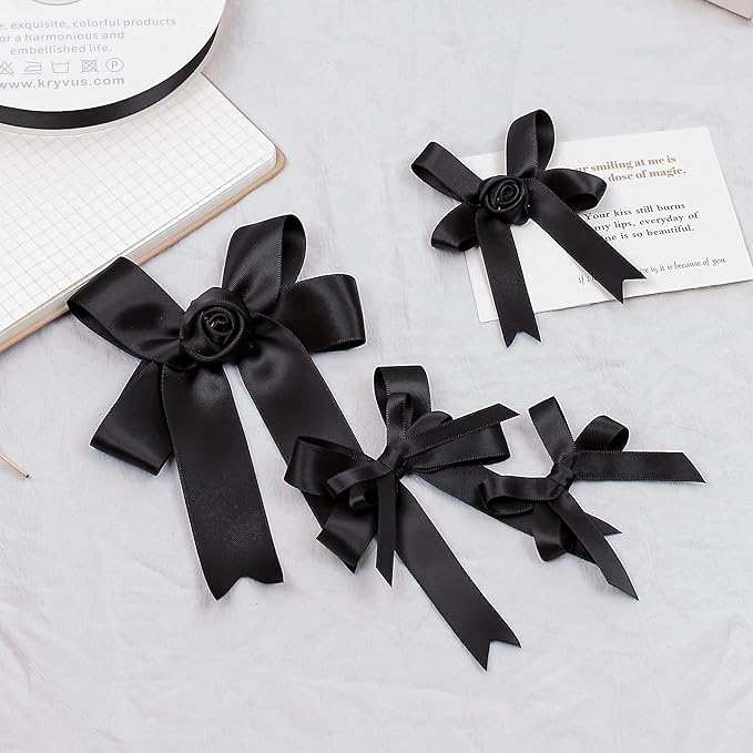 Black Satin Ribbon, Double Faced 5/8 Inch X 25 Yards Black Ribbon, Premium Satin Ribbons for Gift Wrapping, Crafts, Hair Bow Making, Sewing, Flower Bouquet, Wedding Party Decor