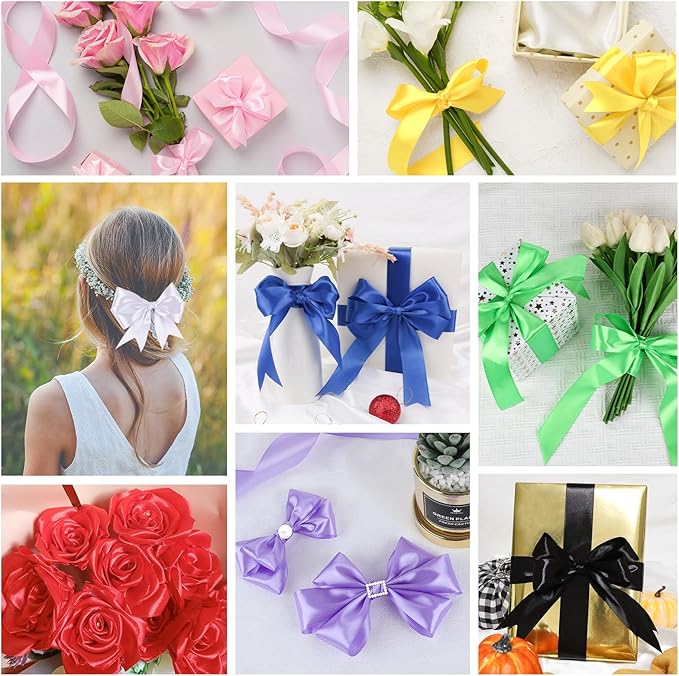 NESCCI 16 Colors 400 Yards Ribbon,1-1/2 Inch Satin Ribbon,Single Face Satin Ribbons, Perfect for Gift Wrapping, Wedding Decoration,Handmade Bows,Wrapping Bouquet and More
