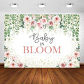 Avezano Baby in Bloom Backdrop Sage Green Leaves with Pink Flowers Baby Shower Party Decorations Baby Girl's Greenery Floral Nature Theme Photography Background Cake Table Banner (7x5ft(84x60in))