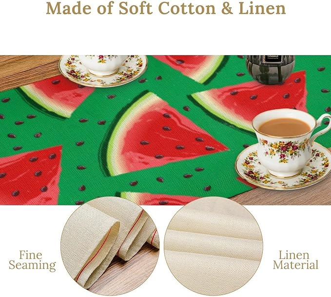 Watermelon Table Runner,Summer Fruit Tropical Birthday Party Decoration Dining Room Home Kitchen Table Decor 13 x 90In