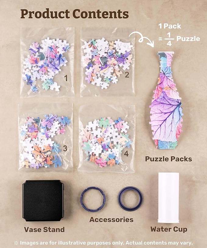 Pintoo 3D Puzzle Vase Unique Flower Vase Made by 160 Curved Plastic Puzzle Pieces House Warming Gift for Flower Arrangements and Home Decoration - [S1033] (Classic, Blooming Season)