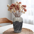 Black and Gray Vase, 8 Inch Grey Ceramic Vase with Crackle Finish, Minimalist Decorative Vases for Modern Home Decor, Office Desk, Living Room Table Centerpiece