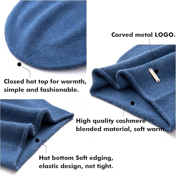 QUEENFUR Knit Slouchy Beanie Hats for Women Cashmere Ski Cap Knitted Wool Soft Warm Winter Hat