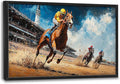 Werstern Cowboy Large Wall Art Horse Race Running Pictures Wall Decor Arena Canvas Animal Print Painting Modern Artwork Home Decoration for Living Room Bathroom Bedroom Office Framed 36"x24"
