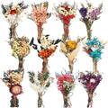 Layhit 12 Pack Boho Dried Flower Bouquet Mini Wedding Handmade Dry Flowers Decor for Vase Crafts DIY Photo Boutonniere for Men Floral Plant for Bridesmaid Gift Birthday Decor(Colorful)