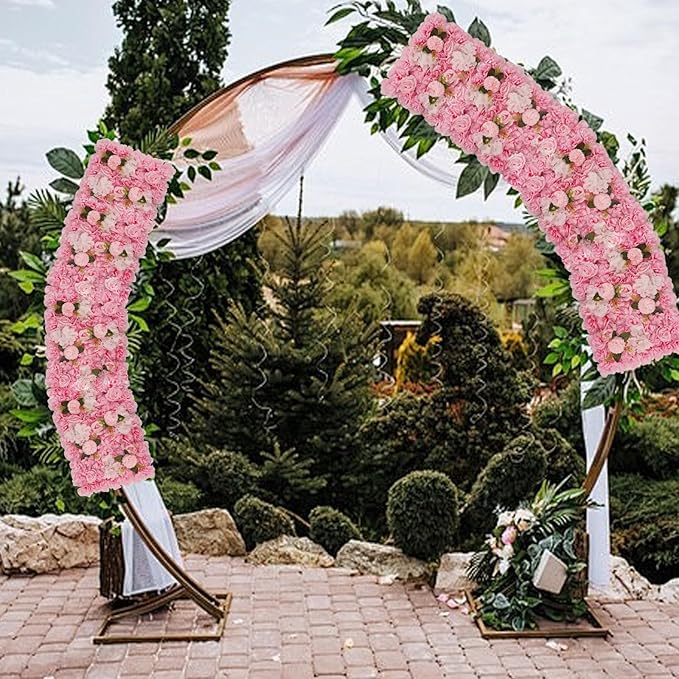 12PCS Artificial Flower Wall Panel - 16 x 24 inch 3D Flower Wall Backdrop Decoration Pink Roses Wall for Home Party Wedding Anniversary Birthday Photo Arrangement