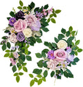 Pack of 2 Wedding Arch, Artificial Flowers, Wedding Decor，Flower Garland Be Suited to Banquet, Party, Reception Entrance Welcome Sign and Background Decoration (Purple)