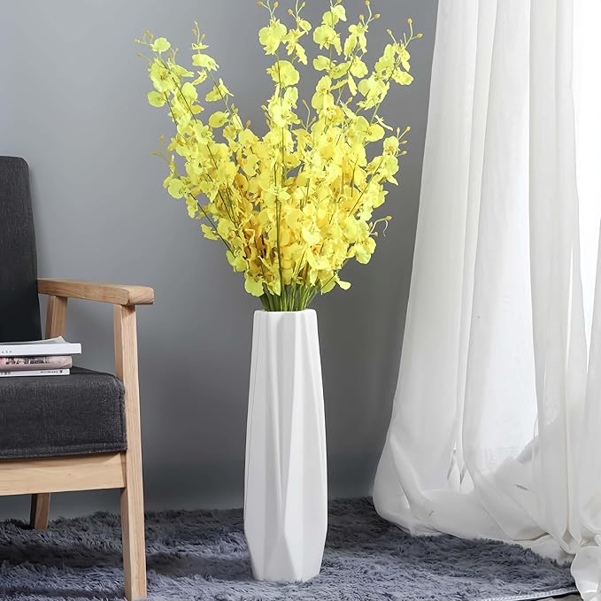 Ceramic Floor Large Vase 17.7 Inches Tall,White Modern Flower Tall Vases for Office, Home,Farmhouse,Living Room Décor,Simple Origami Design Fall Decorative Porcelain Flower Arrangement Vase Ideal Gift