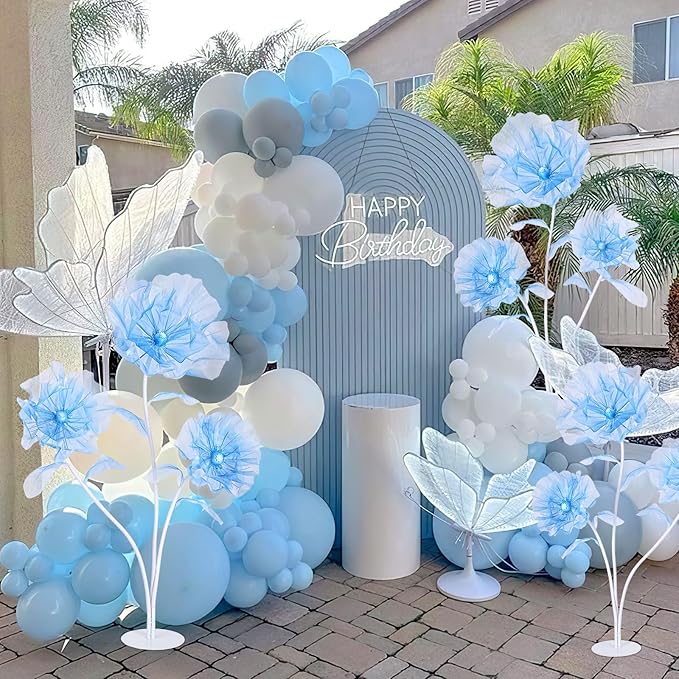 B-COOL Giant Artificial Flower for Reception Decoration: 5.58 ft Blue Huge Artificial Silk Flowers with Standing Base for Wedding Bridal Shower Baby Shower Party Christmas Decor Shop Window Display