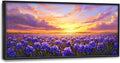 Iris Field Sunset Large Wall Art Purple Flower Framed Wall Decor for Living Room Iris Pictures Oversized Canvas Print Painting Modern Extra Large Framed Artwork for Bedroom Office 60"x30"