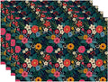 Placemats Set of 4 Colorful Flowers and Leaves Dining Place Mats Linen Table Mat for Farmhouse Home Kitchen Decor 12 X 18 Inch