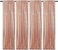 Rose Gold Sequin Backdrop Curtains Glitter Drapes 2FTx8FT 4 Panels for Wedding Birthday Party Decorations Bridal Baby Shower Party Supplies Sparkly Photography Background