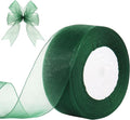 1-1/2 Inch x 50 Yards Sheer Organza Ribbon Chiffon Ribbon for Gift Wedding Flower Bouquet Wrapping Decorations Crafts (Dark Green)