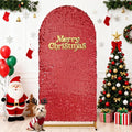 Wedding Arch Cover 6FT Red - Sequin Fabric Backdrop Cover Spandex Arch Shimmer Covers for Party Ceremony Birthday Home Decorations