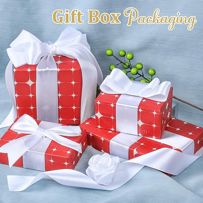 XSEINO 110 Yards Ribbon,1 1/2 Inch White Satin Ribbon for Flower Bouquet, Gift Wrapping, Ribbons for Crafts, Hair Bows Making, Wedding Party Decoration, Sewing, Invitation Cards, Christmas, Wreath