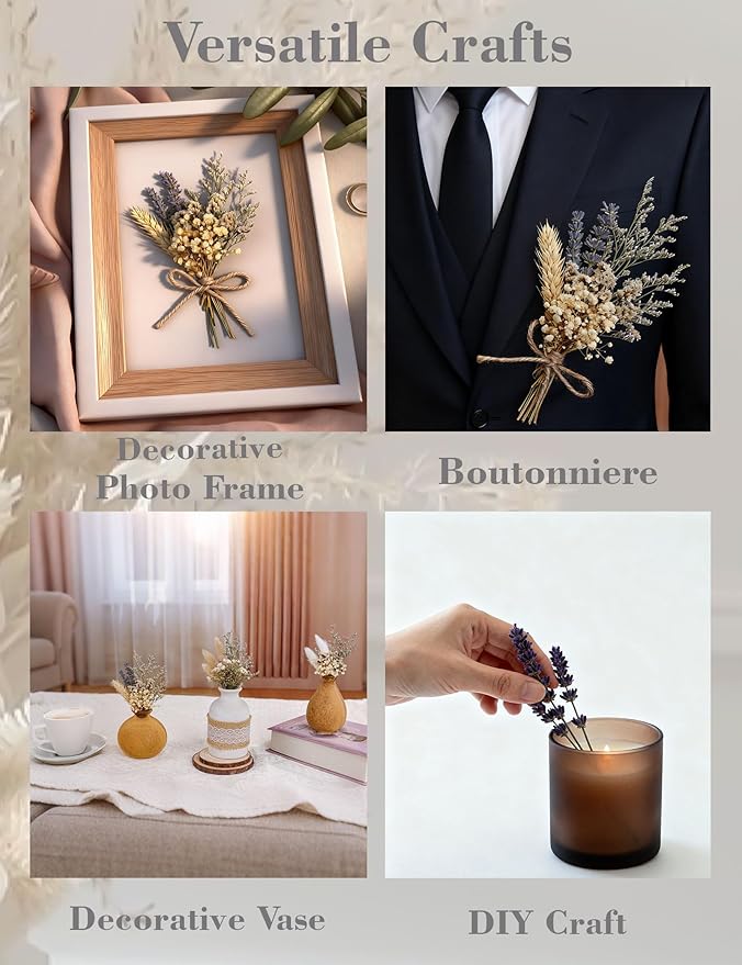 xin's convey Mini Flower Bouquet Set (12pcs), Cake Bouquet, Dried Flower Decoration, Shooting Prop, Envelope Decoration Dried Flower(Primary Colour)