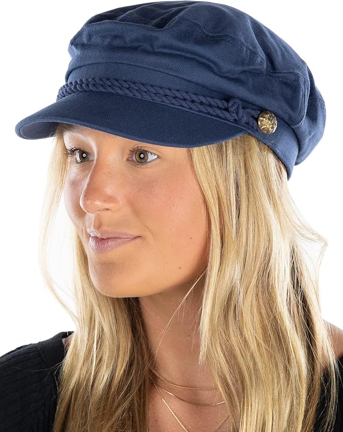 Funky Junque Newsboy Hat for Women – Trendy Greek Fisherman Cap, Classic Women's Baker Boy Newsies Hat, Ladies Fashion Caps