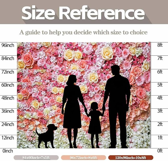 7 x 5 ft Flower Backdrop for Photography Pink Floral Flowers Girls Birthday Baby Shower Mother's Day Wedding Photo Background Cake Table Decoration Supplies Studio Props Banner
