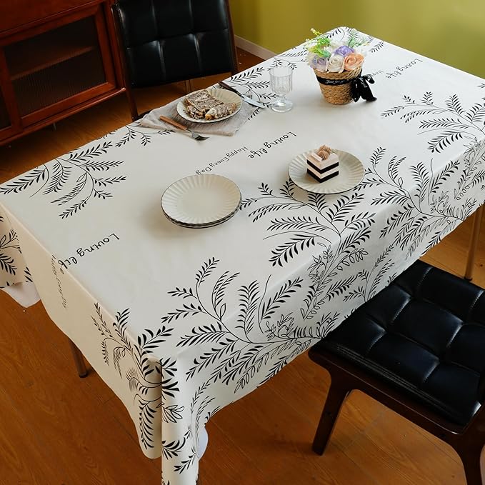 Square Table Cloth,100% Waterproof Tablecloth OilProof SpillProof Vinyl Table Cloth, Wipe Clean Plastic Table Cover for Dining, Camping, Indoor and Outdoor 54" x 54",Midnight Foliage