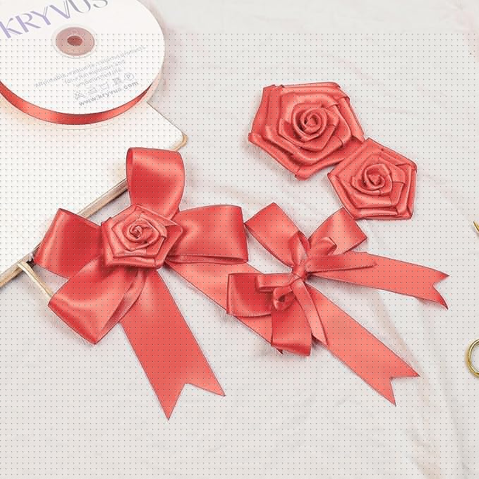 Coral Satin Ribbon, Double Faced 1 Inch X 25 Yards Coral Ribbon, for Gift Wrapping, Crafts, Hair Bow Making, Sewing, Flower Bouquet, Wedding Party Decor