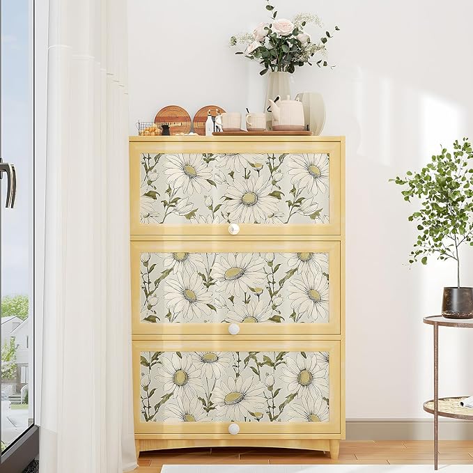 Boho Wallpaper Peel and Stick Daisy Floral Wallpaper 17.5in x 9.8ft Vintage Leaf Contact Paper Vinyl Self Adhesive Removable Modern Floral Wall Paper for Bedroom Walls Cabinet Drawer