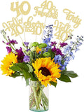 Gyufise 15Pcs 40th Birthday Centerpiece Sticks Forty Happy 40th Table Flower Centerpieces Sticks Cheers to 40 Floral Decorations for 40th Birthday Party Centerpieces Supplies Gold