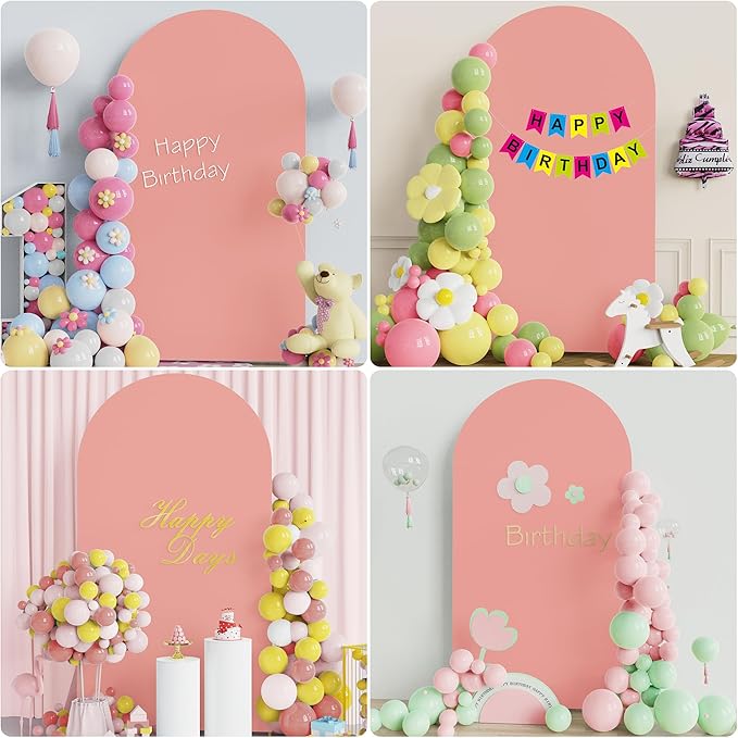 Wokceer 7.2FT Wedding Arch Backdrop Cover Spandex Fitted Wedding Arch Covers Round Top Chiara Arches Backdrop Cover for Birthday Party Ceremony Banquet Decoration Dusty Rose