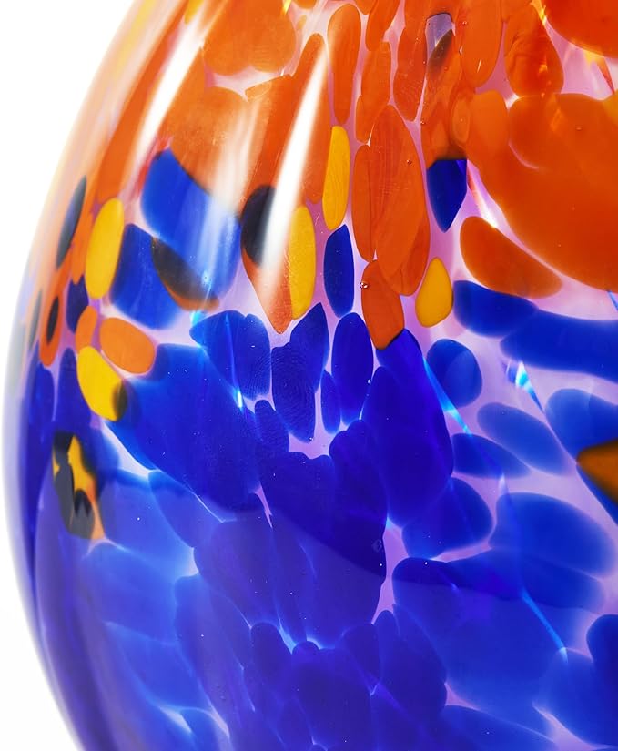 Luxury Lane Hand Blown Confetti Art Glass Bubble Bud Flower Vase for Home Decor 8 inch Tall Centerpiece Table Decoration