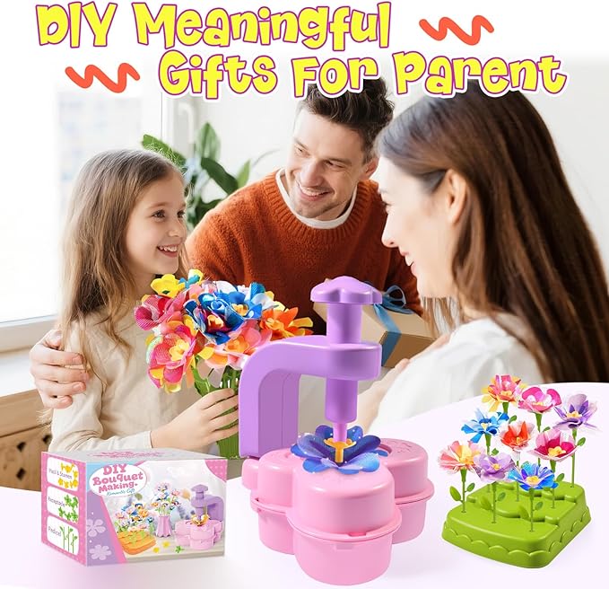 GPPNKC Flower Bouquet Craft Kit Flowers Market Toy Educational Toys Fun DIY Activity Set Christmas Birthday Gift for 4 5 6 7 8+ Year Old Girls and Boys