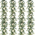 TOCHGREEN 4 Pack Artificial Eucalyptus Flower Garland with White Roses, Fake Rose Flower Greenery Garland Floral Vines for Wedding Home Party Table Runner Decor (4PCS, White)