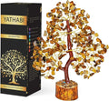 YATHABI Tiger Eye Crystal - Gem Tree - Stone Bonsai Tree - Good Luck Money Tree - Chakra Stone - Spiritual Tree - Crystal Tree for Life Decor - Crystal Gift - Crystal Energy
