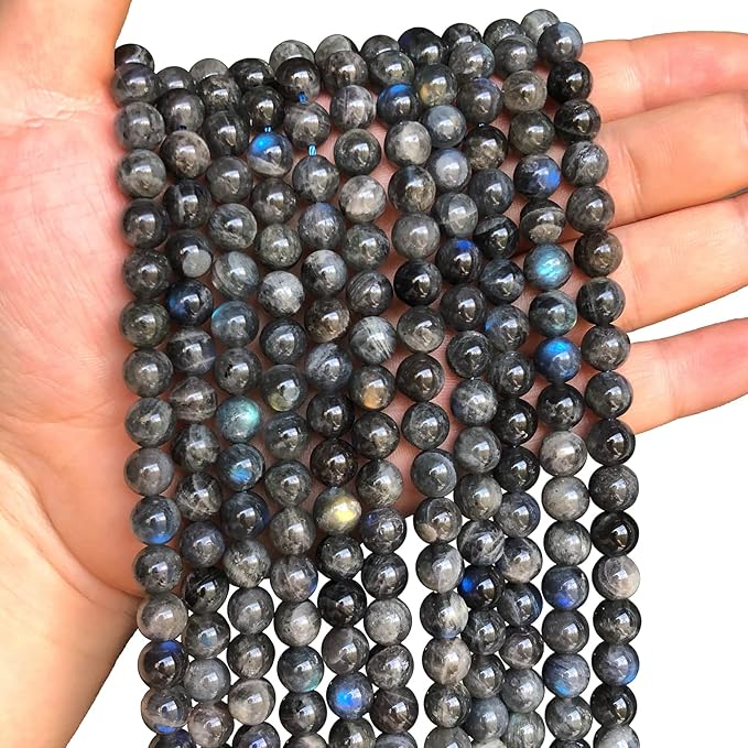 8MM 45PCS Natural Labradorite Gemstone Crystal Spacer Loose Beads for Jewelry Making DIY Bracelet 15 Inches 1 Strand A Grade